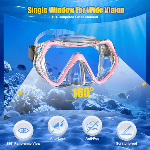 MELUMILU Snorkel Set, Snorkel Mask 180° Panoramic Wide View, Anti-Fog Scuba Diving Gear, Professional Swim Goggles for Free Breathing, Swim, Diving, Anniversary Birthday Gifts for Women Mom Men Dad﻿ - Image 3