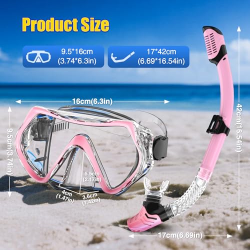 MELUMILU Snorkel Set, Snorkel Mask 180° Panoramic Wide View, Anti-Fog Scuba Diving Gear, Professional Swim Goggles for Free Breathing, Swim, Diving, Anniversary Birthday Gifts for Women Mom Men Dad﻿ - Image 4