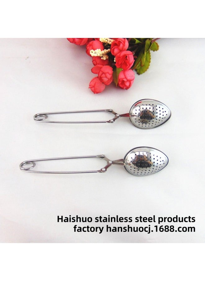 Generic - Stainless Steel Heart-shaped Tea Ball Strainer Five-star Tea Leach Bag Kitchen Utensils Infuser Clip-Color:Drop Clip Tea Ball - Image 1