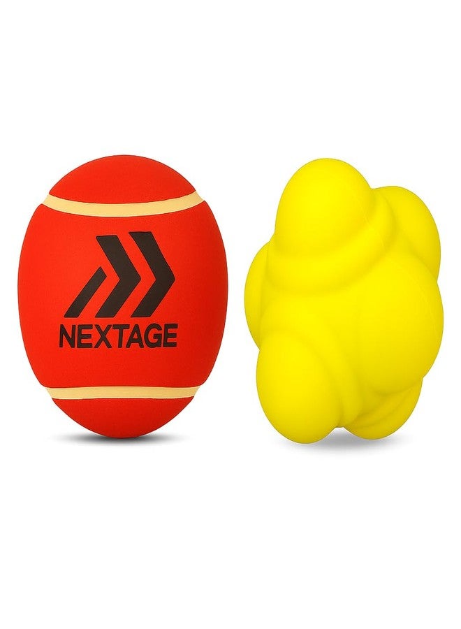 Nextage Cricket Practice Combo - Red Hard High Bounce Tennis Ball + Yellow Reaction Ball for Batting, Gully, Reflex Training, Fielding Drills, Coaching Aid, Outdoor Playground Use - Image 1
