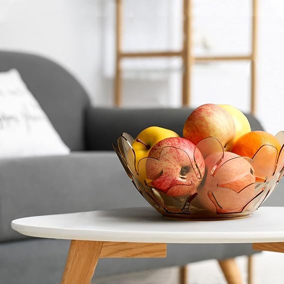 ENNCOZY Transparent Petal Shaped Fruit Basket, Creative Flower Cutout Fruit Bowl, Decorative Fruit Tray for Vegetables, Snacks, Bread, Fruits, and Candy (Multicolor) (Pack of 1) - Image 2