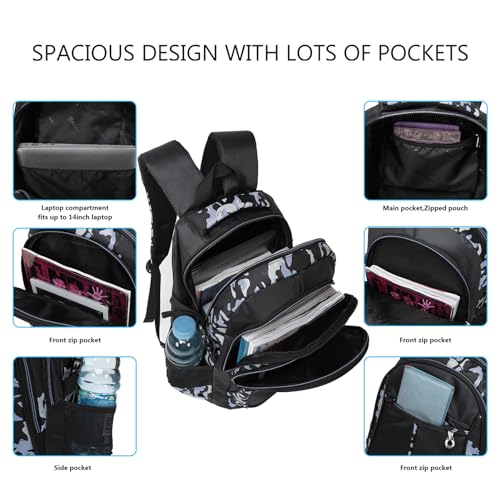 goldwheat School Backpack for Boys Cool Camouflage Bookbags with Lunch Box Pencil Case 3pcs for Middle School - Image 3