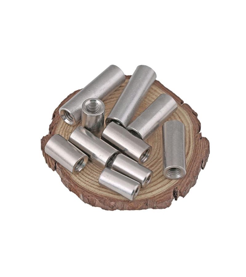 2Pcs M8x12x25 304 Stainless Steel Round Coupling Nuts Full Thread Polished Finish - Image 4