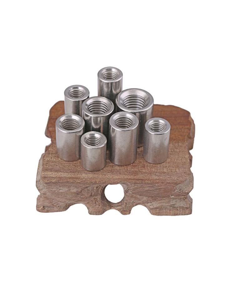 2Pcs M8x12x25 304 Stainless Steel Round Coupling Nuts Full Thread Polished Finish - Image 5