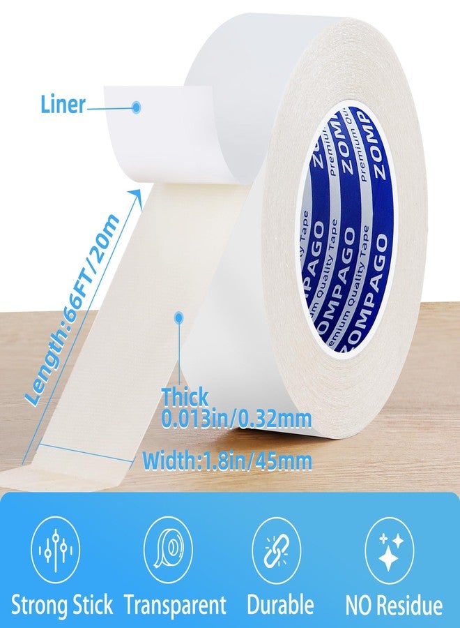 ZOMPAGO Double Sided Carpet Tape 2in x 66FT Clear Fabric Mesh Rug Gripper Tape for Hardwood Floors No Damage, Heavy Duty Rug Tape for Carpet to Carpet, Area Rugs, Tile, Concrete & Outdoor Use - Image 2