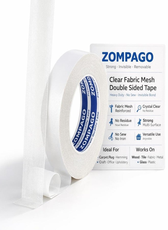 ZOMPAGO Double Sided Carpet Tape 2in x 66FT Clear Fabric Mesh Rug Gripper Tape for Hardwood Floors No Damage, Heavy Duty Rug Tape for Carpet to Carpet, Area Rugs, Tile, Concrete & Outdoor Use - Image 1