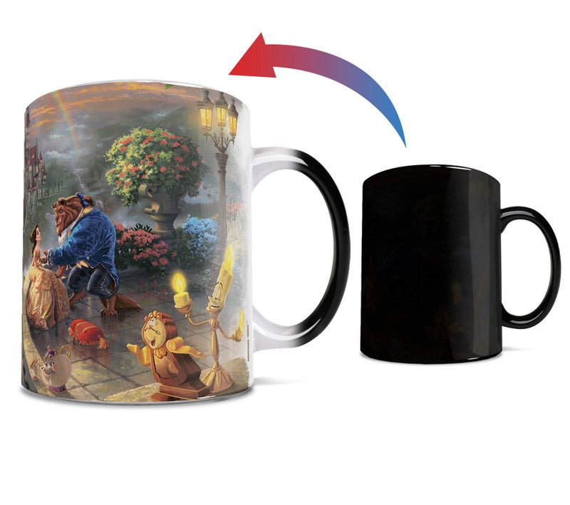 Thomas Kinkades Beauty and the Beast Falling In Love Morphing Ceramic Mugs11 ounces
