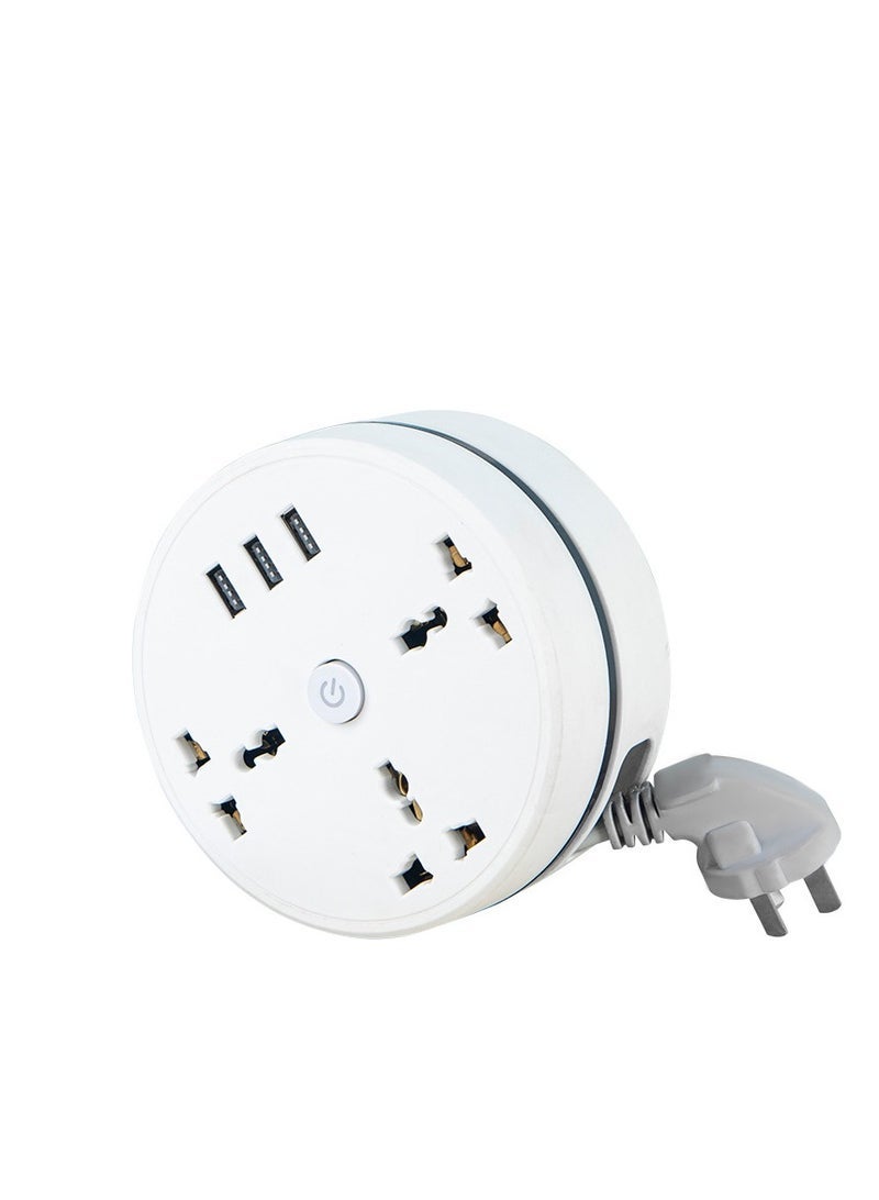 Portable travel office charging adapter, round charging adapter with retractable extension cable (cable length 1 .8m) - Image 1