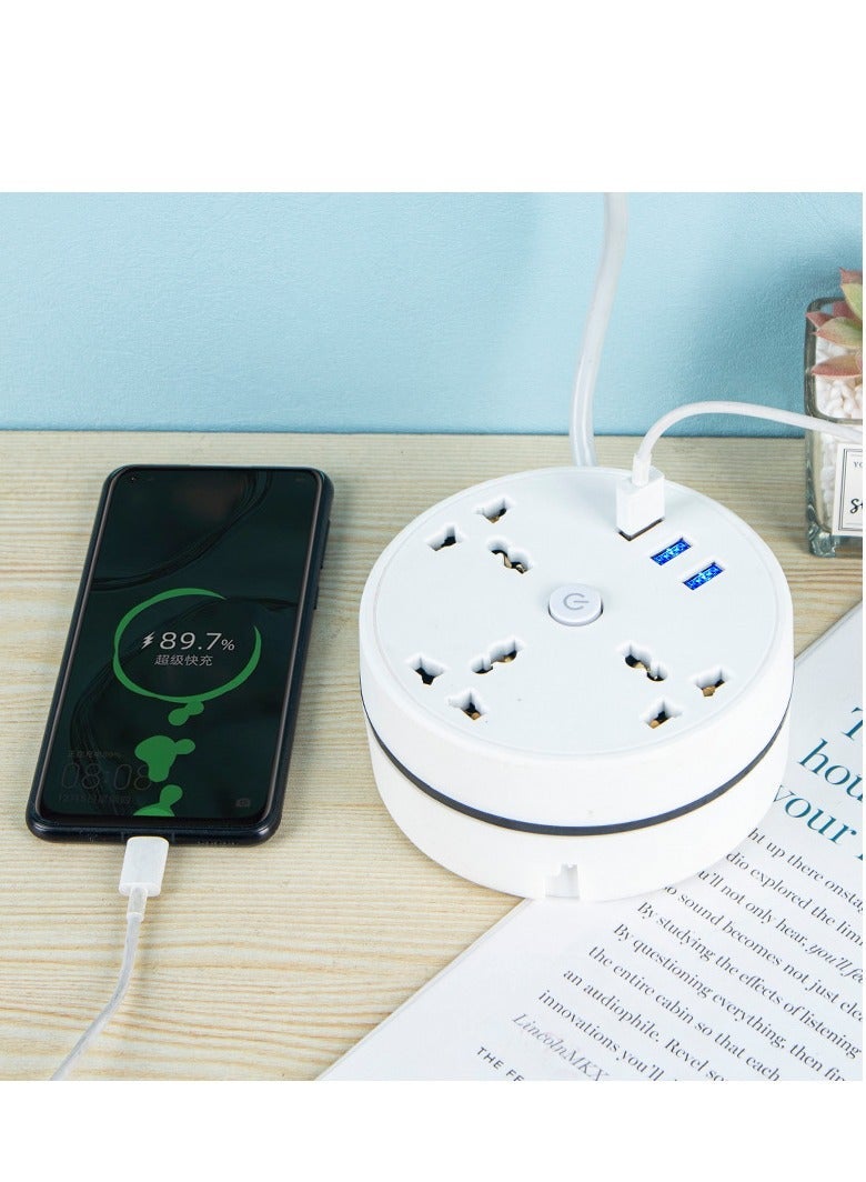 Portable travel office charging adapter, round charging adapter with retractable extension cable (cable length 1 .8m) - Image 4