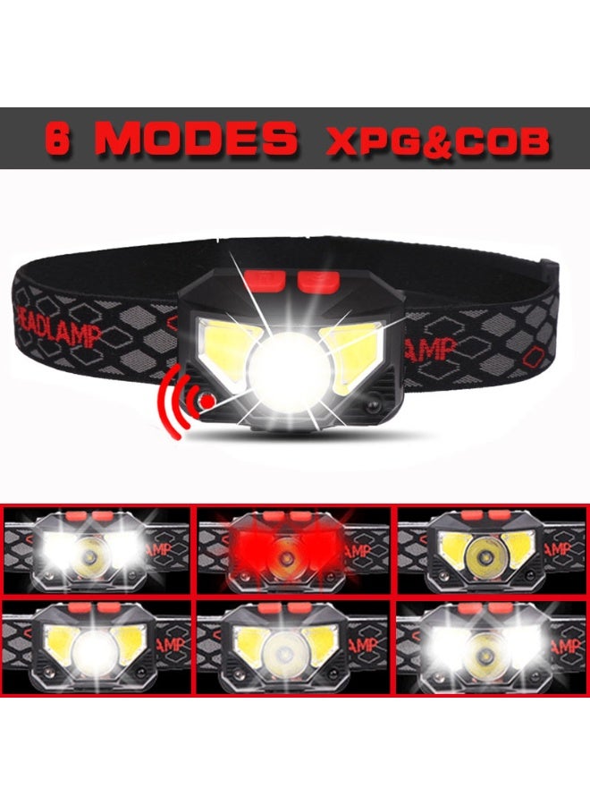 TodyJeyHo Waterproof Outdoor Headlamp – Dual Switch (Mode + Sensor), USB Rechargeable, 6 Light Modes (XPG/COB White/Red), 73g Ultra-Light, IPX5 Waterproof – Includes Sensor Headlamp, Color Box & USB Cable - Image 3