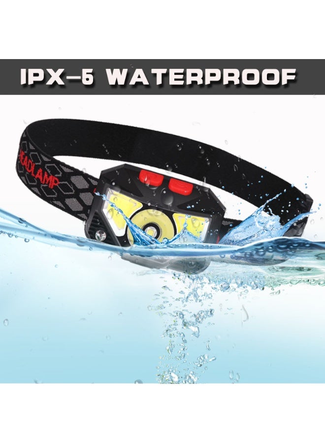 TodyJeyHo Waterproof Outdoor Headlamp – Dual Switch (Mode + Sensor), USB Rechargeable, 6 Light Modes (XPG/COB White/Red), 73g Ultra-Light, IPX5 Waterproof – Includes Sensor Headlamp, Color Box & USB Cable - Image 5