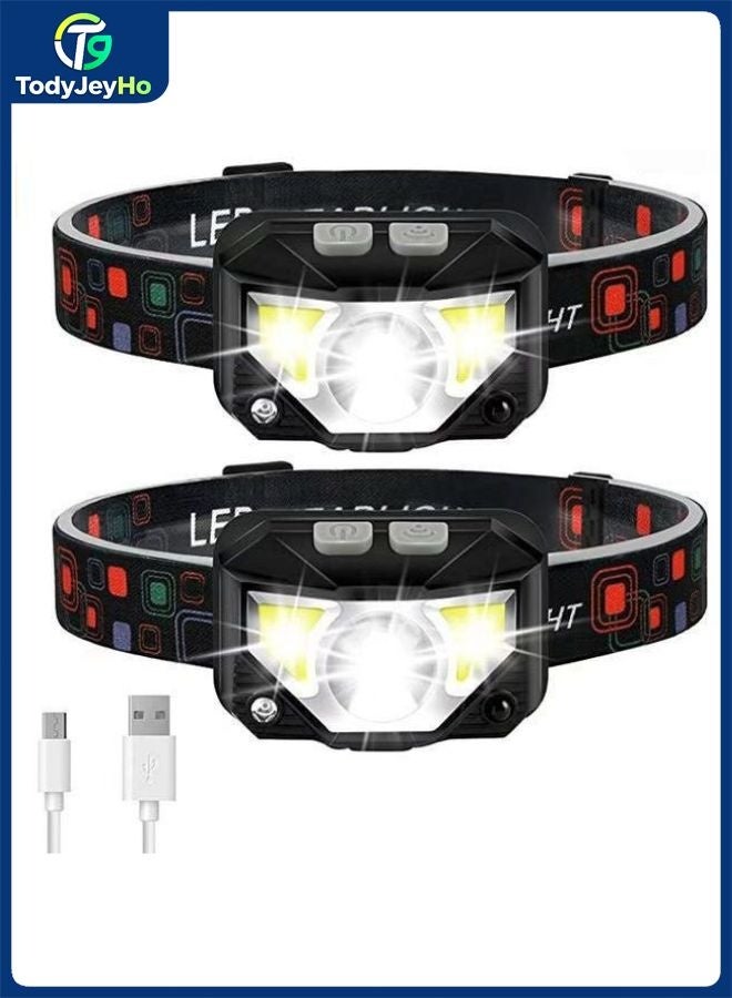 TodyJeyHo Waterproof Outdoor Headlamp – Dual Switch (Mode + Sensor), USB Rechargeable, 6 Light Modes (XPG/COB White/Red), 73g Ultra-Light, IPX5 Waterproof – Includes Sensor Headlamp, Color Box & USB Cable - Image 1