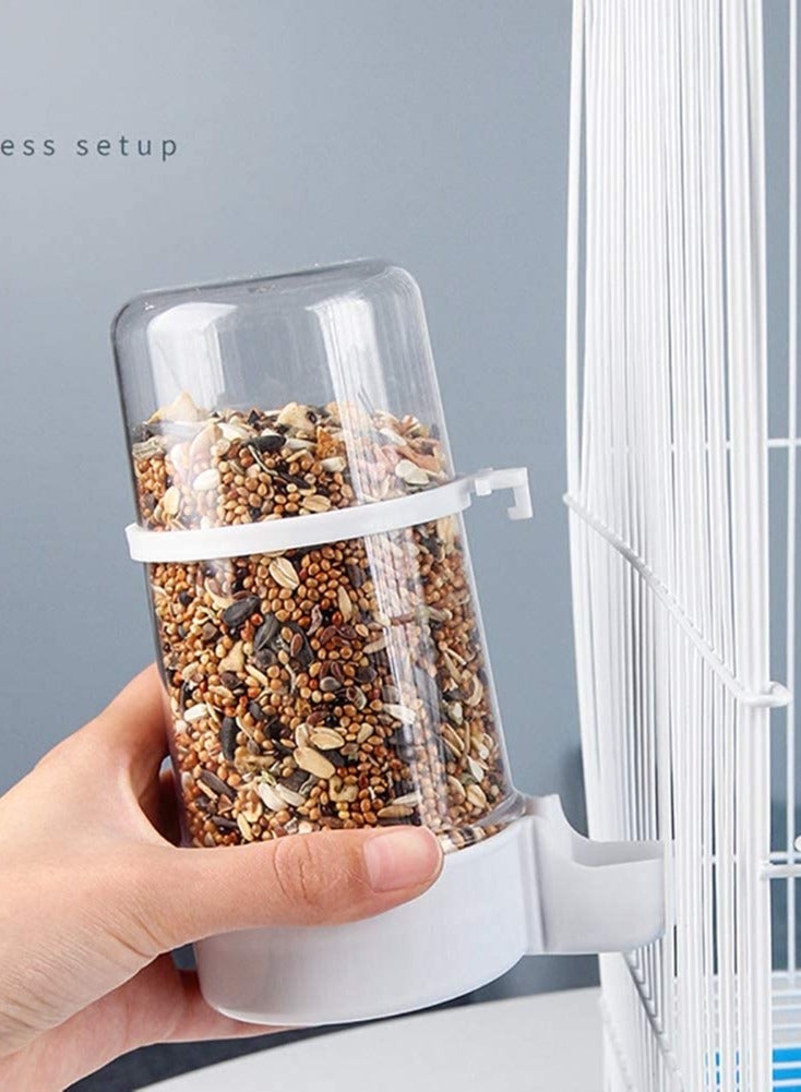 عبوة مزدوجة من مغذي الطيور الأوتوماتيكي وموزع الماء، مغذي وبئر ماء خالي من الفوضى للطيور في الأقفاص. زجاجة ماء مريحة للشرب وموزع طعام للبذور (415 مل). - Image 3