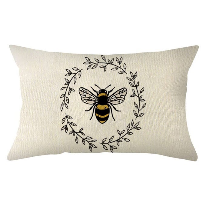 Bee Lumbar Pillow Covers 12 x 20 Inch Farmhouse Spring Summer Cushion Case Decoration for Sofa Couch