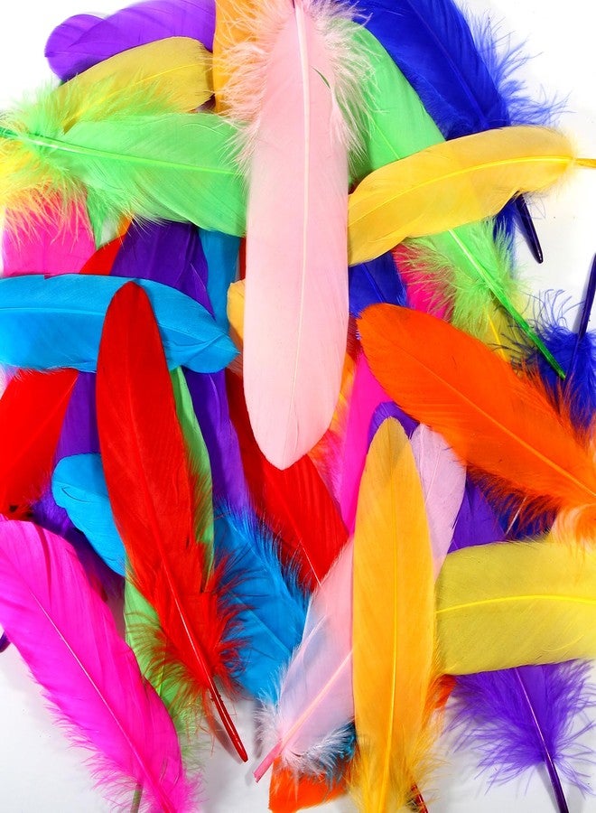 THARAHT 120pcs Mix Colur Goose Feathers Natural bulk 6-8 inch 15-20cm for Crafts DIY Cosplay Wedding Party Halloween Decoration Goose Nagoire Feathers - Image 3