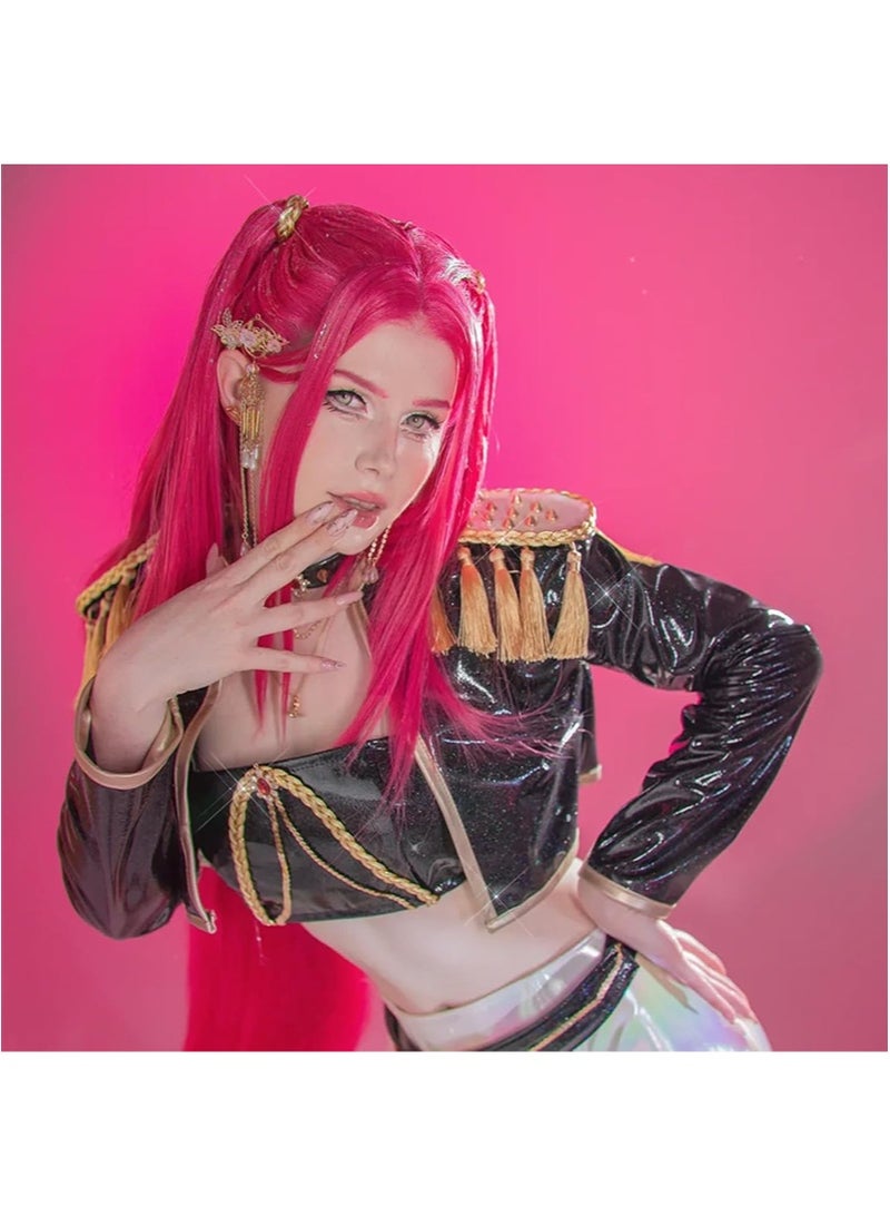 KPop Demon Hunters K Pop Demon Hunter Mila Cosplay Wig Cute Witch Hunter Girl Costume Wig Perfect For Cosplay，Concerts，And Themed Parties - Image 5