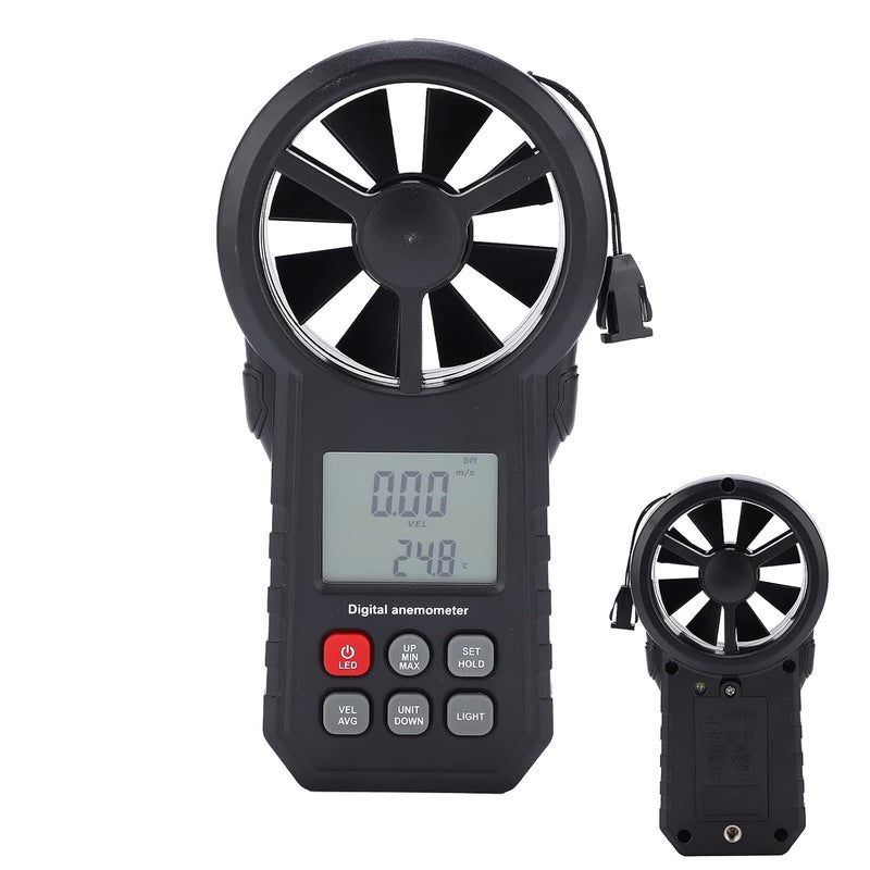 جهاز قياس سرعة الرياح MS6252A، جهاز محمول يحتوي على شاشة عرض LCD مع إضاءة خلفية، يمكن استخدامه في بيئات متعددة، ويشمل حقيبة للنقل. - Image 2