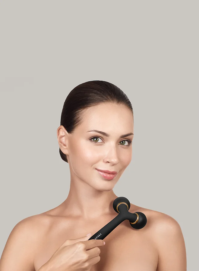GESKE SmartAppGuided Sonic Facial & Body Roller | 4 in 1 | Facial & Body Derma smooth Stimulator | Professional Facial & Body Roller | Roller for Skincare and Beauty - Black