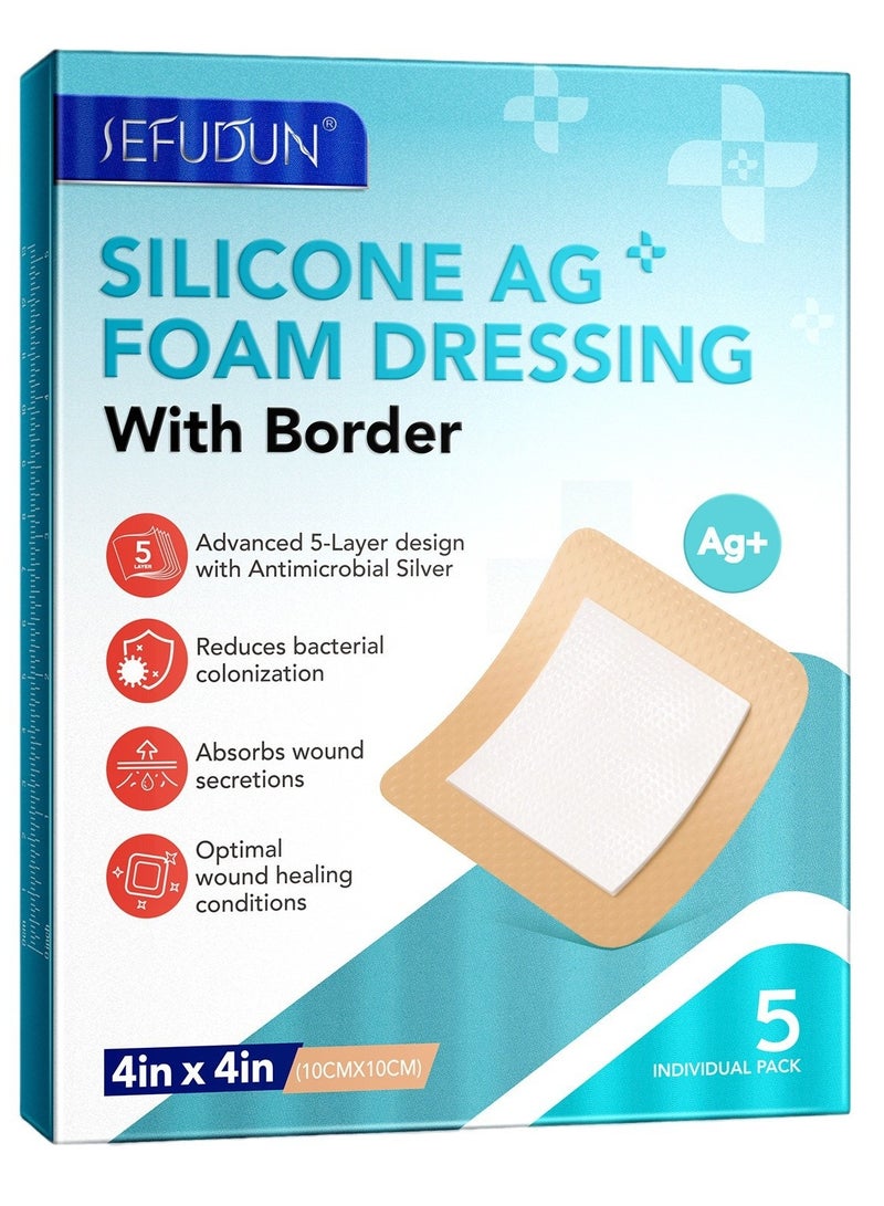 SEFUDUN silicone band-aid foam dressing breathable skin-friendly wound self-adhesive care patch 5 pieces - Image 4