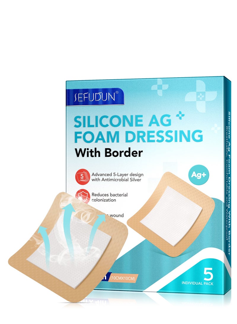 SEFUDUN silicone band-aid foam dressing breathable skin-friendly wound self-adhesive care patch 5 pieces - Image 3