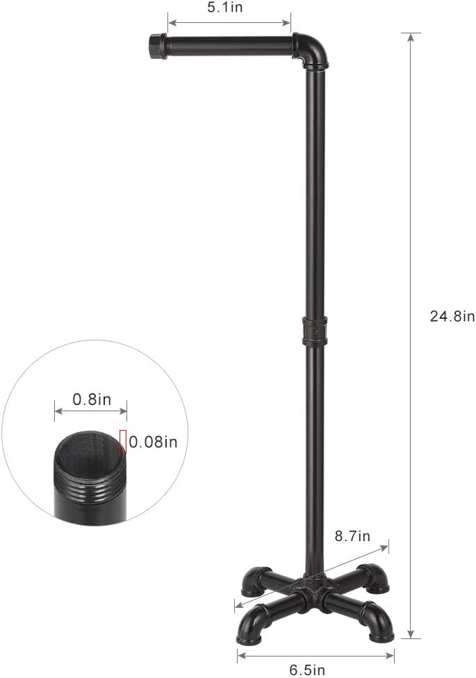 MOOACE Toilet Paper Holder Stand, Industrial Free Standing Bathroom Tissue Paper Roll Dispenser, Black - Image 1