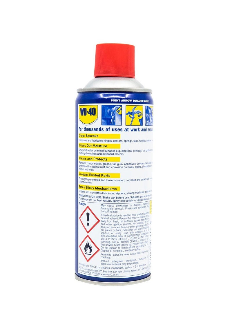WD-40 WD-40 Multi-Use Product, Lubricant & Rust Remover – Reduces Friction, Penetrates Stuck Parts, Protects Metal, Displaces Moisture – 330 ml Spray Can  - Image 4