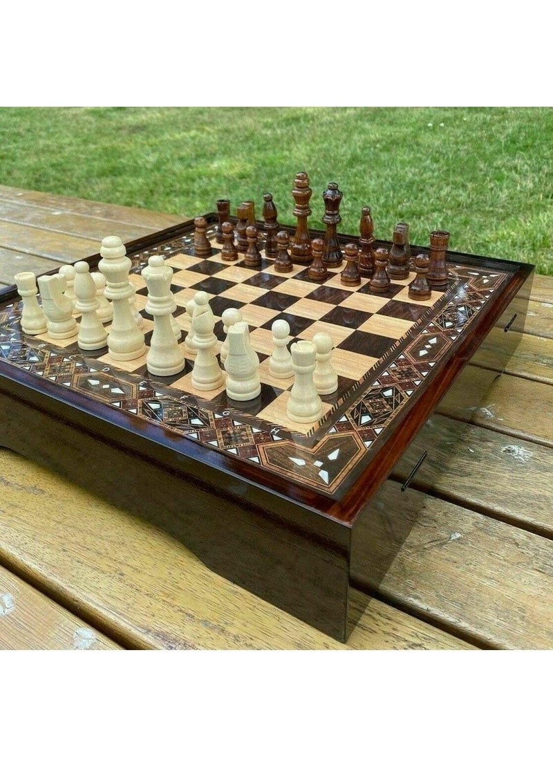 Megame - Personalized Wooden Chess Set Star Vip Wooden Luxury Chess Boxed - Image 1