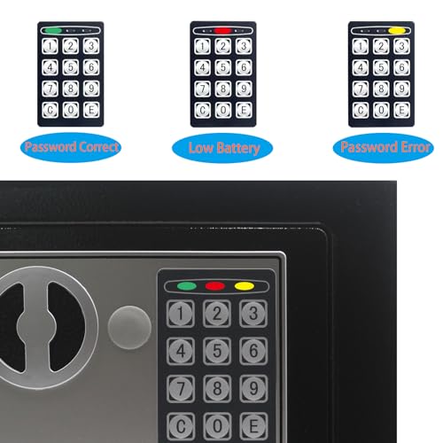 Heroecol Key and Electronic Security Safe Box Digital Deposit Box for Home Office Hotel Business Lock Box for Cash Jewelry Storage (Black, 0.17 Cubic Feet) - Image 5