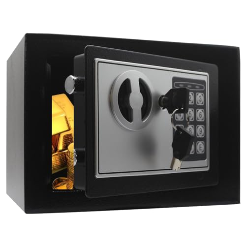 Heroecol Key and Electronic Security Safe Box Digital Deposit Box for Home Office Hotel Business Lock Box for Cash Jewelry Storage (Black, 0.17 Cubic Feet) - Image 1