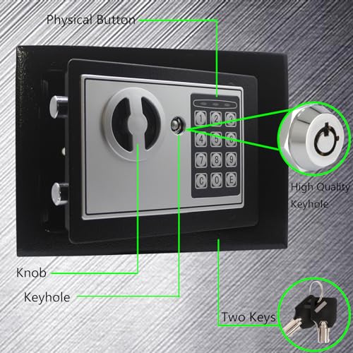 Heroecol Key and Electronic Security Safe Box Digital Deposit Box for Home Office Hotel Business Lock Box for Cash Jewelry Storage (Black, 0.17 Cubic Feet) - Image 2