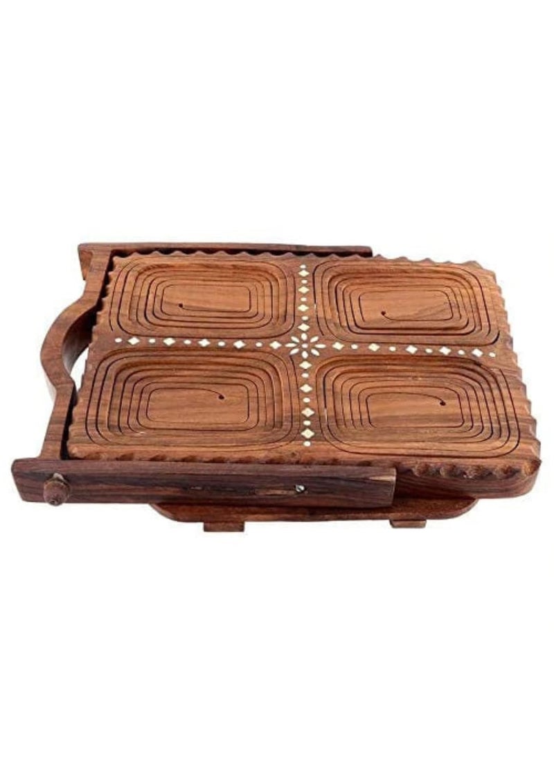 Homefrills Homefrills Wooden 4 section DryFruitFruitMultiutility Foldable Basket with Carry Handle and StandVegetable Basket for Kitchen Dcor Home Dcor Table Top Dcor Best for Gifting Colour Brown  - Image 2