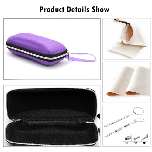 LRZCGB Zipper Eyeglasses Case, Honeycomb Glasses Sunglasses Case Box Protector for Men & Women or Children(Purple) - Image 3