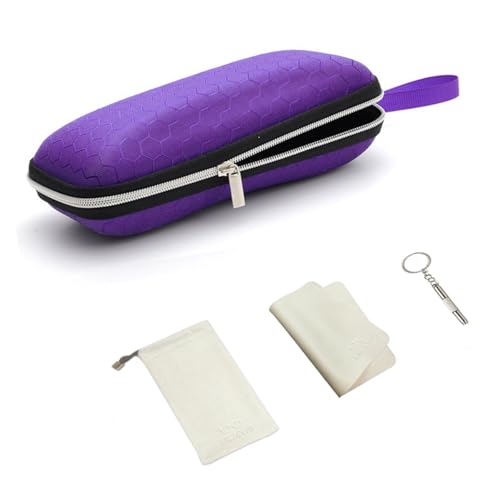 LRZCGB Zipper Eyeglasses Case, Honeycomb Glasses Sunglasses Case Box Protector for Men & Women or Children(Purple) - Image 1