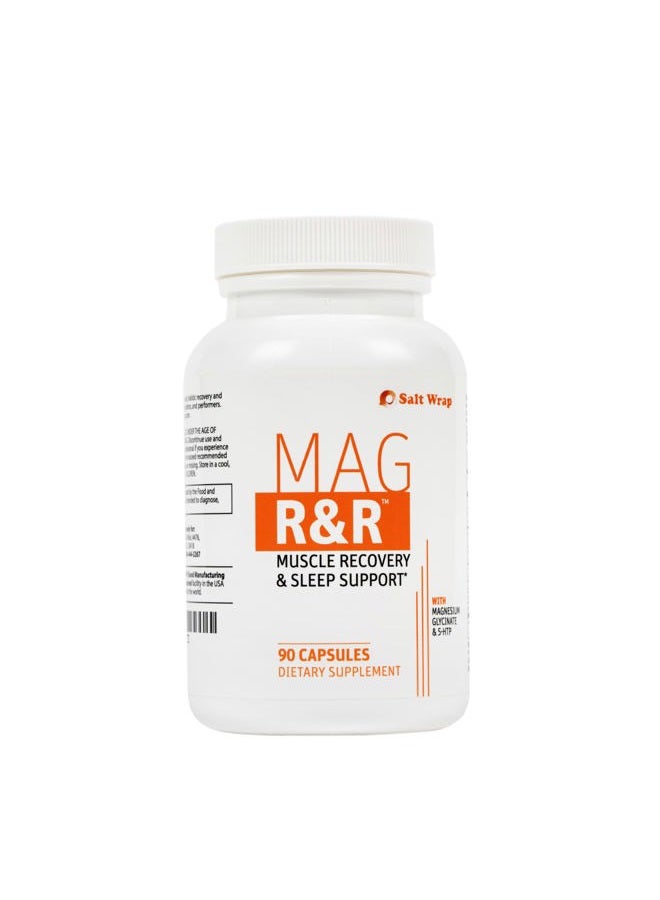 SaltWrap Mag R&R - Nighttime Muscle Cramps Support, Natural Sleep Support for Adults with Magnesium Glycinate for Muscle Spasm and Leg Cramps Relief, 90 Capsules - Image 1