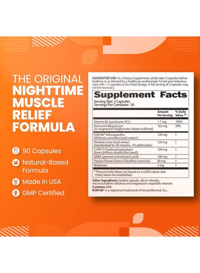 SaltWrap Mag R&R - Nighttime Muscle Cramps Support, Natural Sleep Support for Adults with Magnesium Glycinate for Muscle Spasm and Leg Cramps Relief, 90 Capsules - Image 3