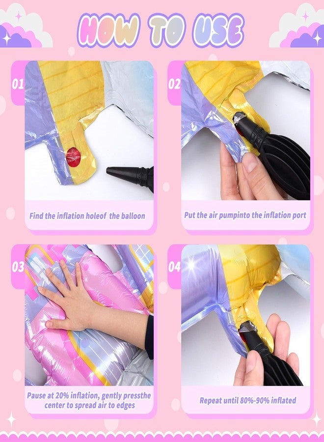 Nuesaurd 6PCS Princess Birthday Balloons Large Pink Castle Balloon Carriage Balloon Crown Heart Star Cake Foil Balloons for 3rd Princess Birthday Girl Party Decorations Supplies Baby Shower Favors - Image 4
