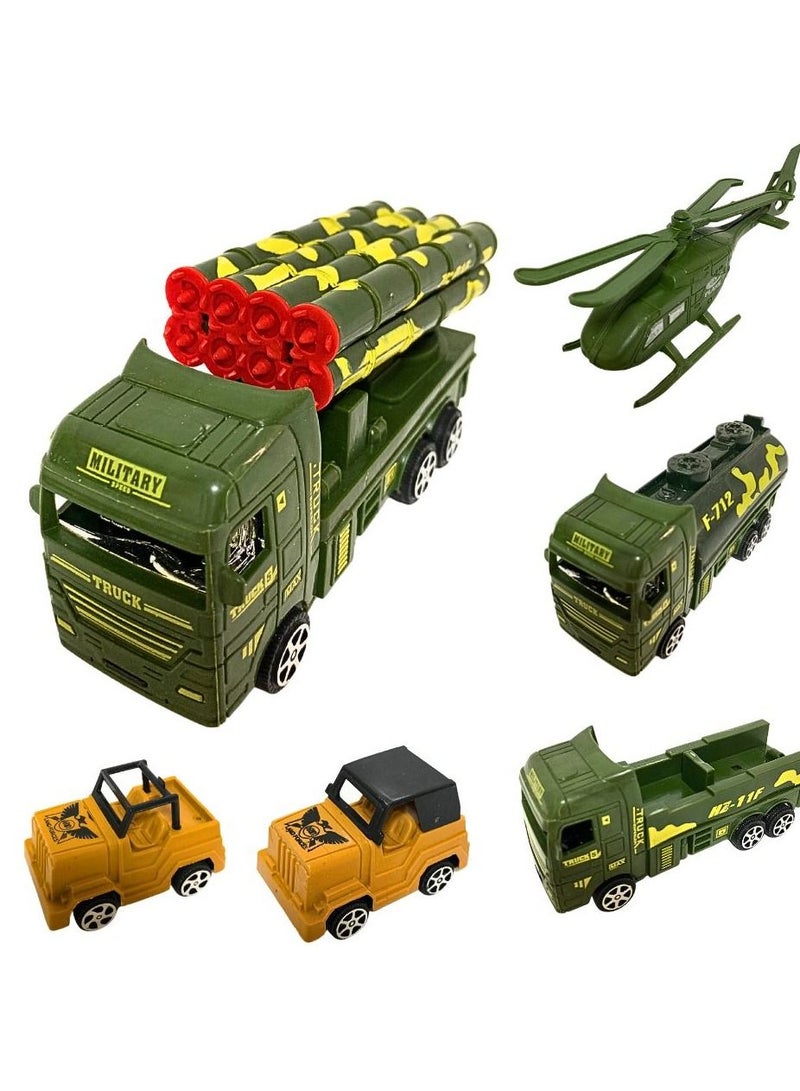 Fitto Military Action Figures Playset with 6 Pullback Trucks and 4 Action Figures - Image 2