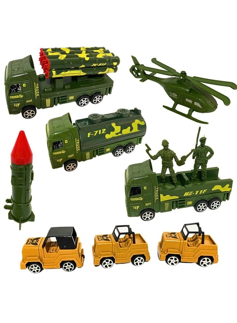 Fitto Military Action Figures Playset with 6 Pullback Trucks and 4 Action Figures - Image 3