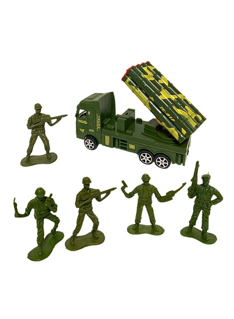 Fitto Military Action Figures Playset with 6 Pullback Trucks and 4 Action Figures - Image 4