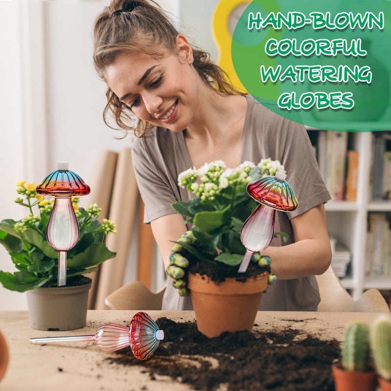 Kaimfdg Plant Watering Globes Mushroom, Rainbow Gradient Color Plant Watering Devices, Self Watering Planter Insert, Self Watering Globes - Watering Bulbs for Indoor Plants for Travel Vacation (4 PCS) - Image 2