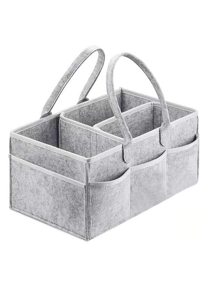 Baby Diaper Caddy Organizers Printed Storage Mother Bags Nursery Storage Foldable and Portable Grey  - Image 1