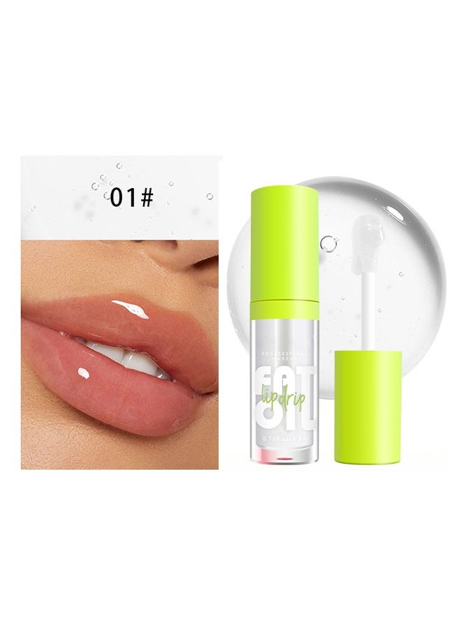Julystar - Plump Lips Fat Perks, Lip Glow Oil Deep Nourishing Moisturizing Glossy Long Lasting Lightweight Non Sticky Portable Lip Oil Lip Care to Fade Lines and Exfoliate Dead Skin for Women 4.8ml (#01) - Image 1