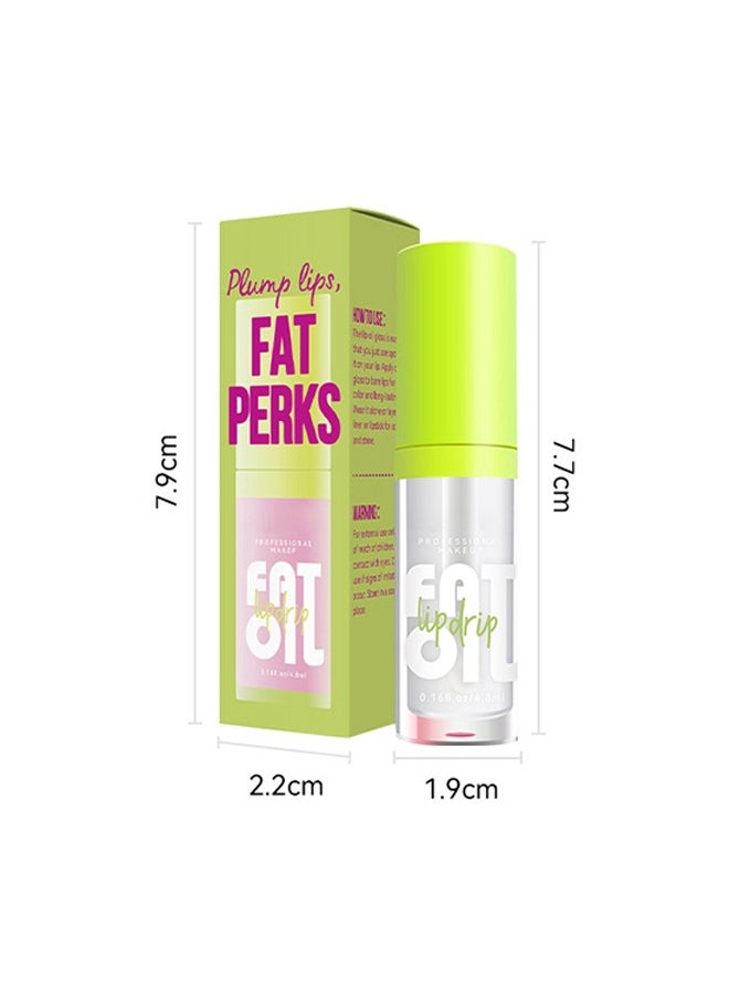 Julystar - Plump Lips Fat Perks, Lip Glow Oil Deep Nourishing Moisturizing Glossy Long Lasting Lightweight Non Sticky Portable Lip Oil Lip Care to Fade Lines and Exfoliate Dead Skin for Women 4.8ml (#01) - Image 1