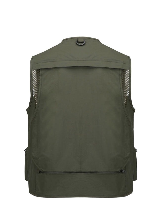 NIBEMINENT Outdoor Multi Pockets Fishing Photography Vest Summer Mesh Jackets Quick Dry Waistcoat Army Green - Image 2