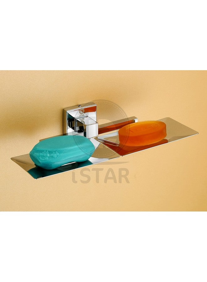 iSTAR Stainless Steel Chrome Finish Square Double Soap Dish Holder for Bathroom Soap Case/Soap Stand for Kitchen, Bathroom Accessories (Pack of 1) - Image 3