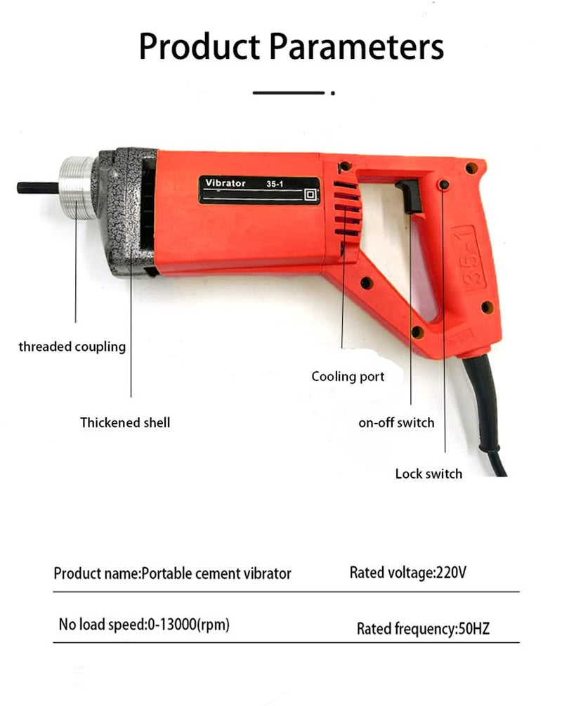 MLD MLD concrete vibratoriron needle Machine Without Needle hosepipe 600 W 35mm ColorMulti  - Image 2