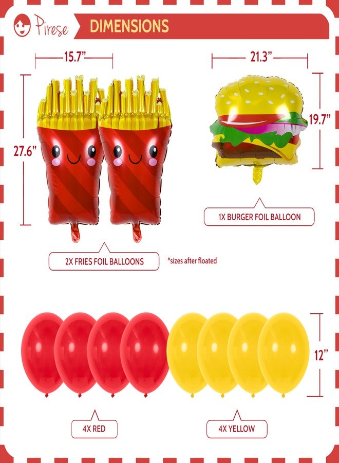 Pirese Burger Birthday Party Decorations - Pre-Strung Happy Birthday Banner Kit with Burger & Fries Balloons - Picnic, Cookout, Food Truck, Cheeseburger Party Decorations with Balloons for Kids & Adults - Image 4
