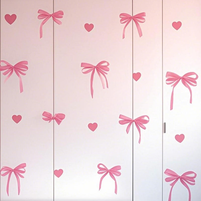 Saomour Pink Bow Wall Decals - Girl's Room & Nursery Decor - Wall Stickers for Girls - Image 2