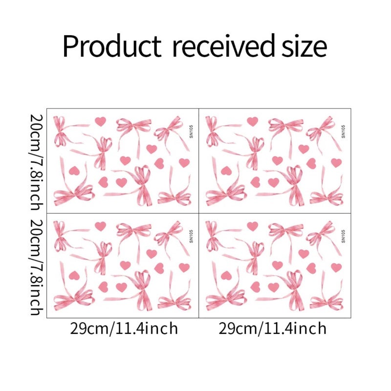 Saomour Pink Bow Wall Decals - Girl's Room & Nursery Decor - Wall Stickers for Girls - Image 5