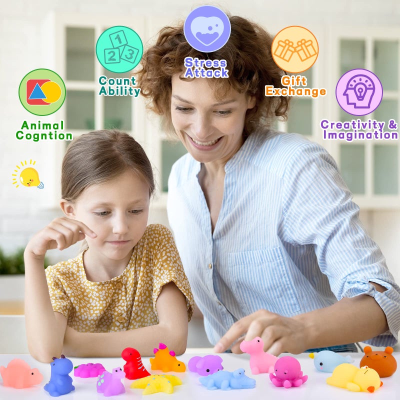 LEEHUR 100PCS Kawaii Squishies, Mochi Squishy Toys for Kids Party Favors, Mini Stress Relief Squishy Fidget Toys for Classroom Prizes for Kids Party Favors Goodie Bags Stuffers with Storage Bag - Image 4